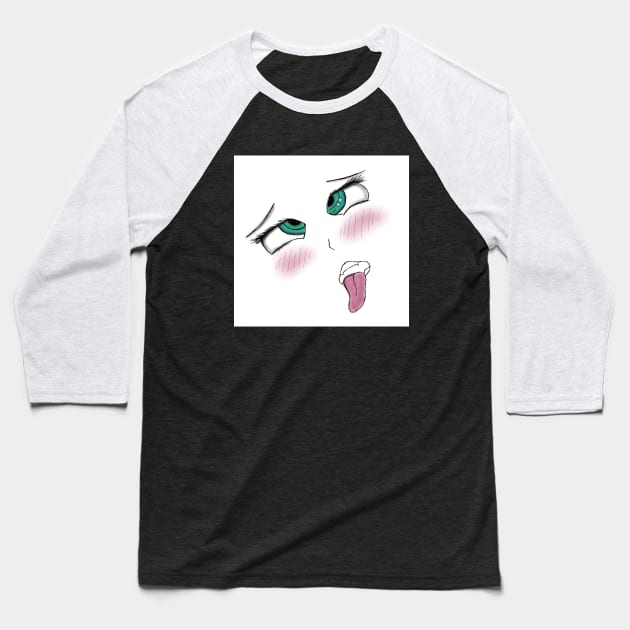 hentai ahegao face, anime eyes Baseball T-Shirt by Danksthetic